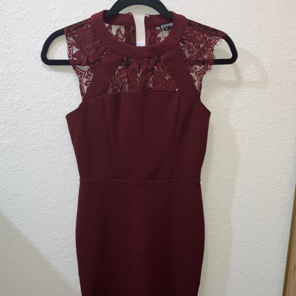 Express Deep Red Lace Mini Dress